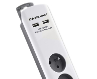 QOLTEC antyprzepięciowa - 6 gniazd, 2x USB, 1.8m, biało-szara - 1122594 - zdjęcie 4